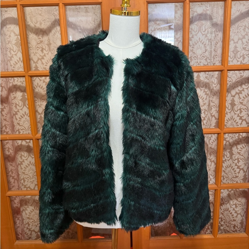 Elegant Dark Green Teddy Jacket